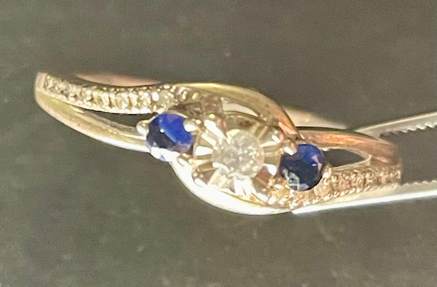 Sterling Silver Blue Sapphire And Diamond Ring