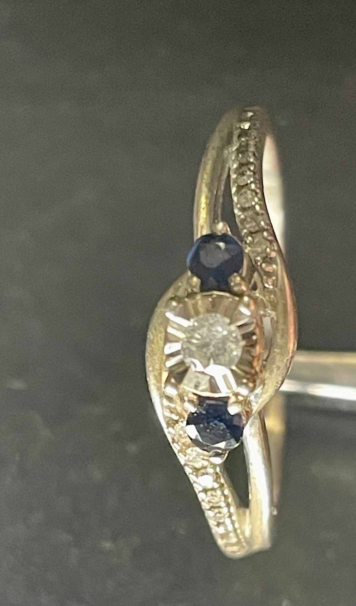 Sterling Silver Blue Sapphire And Diamond Ring